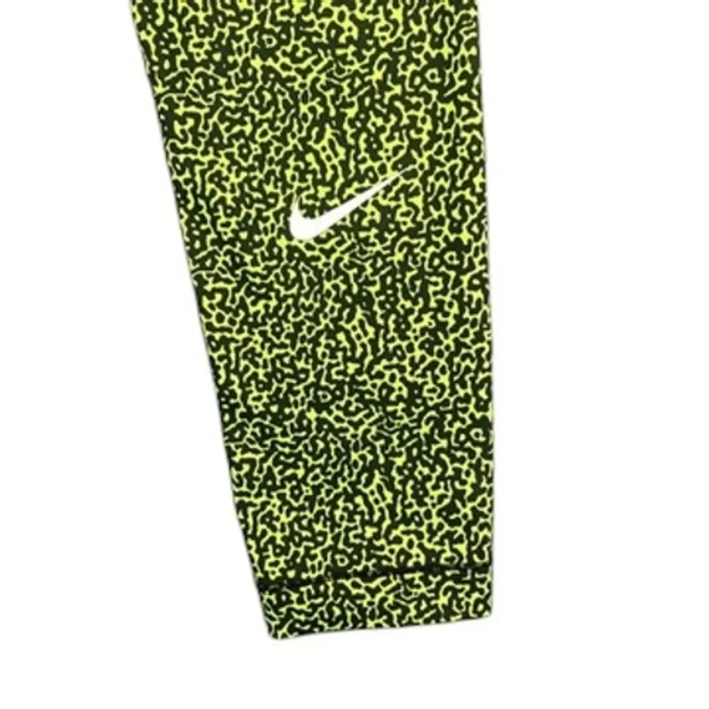 Nike Pro Leggings Women‎ M Green Black Mezzo Dri-Fit Compression Tights Abstract